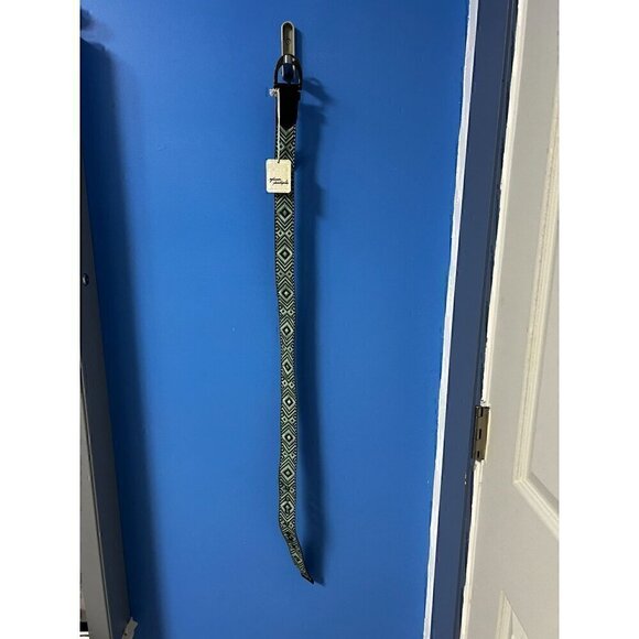 Free People Women Handmade Woven Cotton & Leather Belt With Geometric Pattern, - Picture 2 of 6